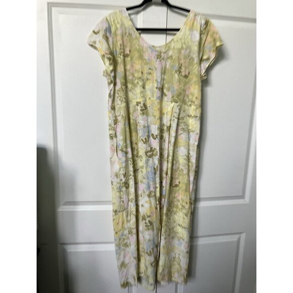 Vintge Jams World Maxi Dress Womens XXL Painted Flowers Rayon Resort Beach - Picture 12 of 12